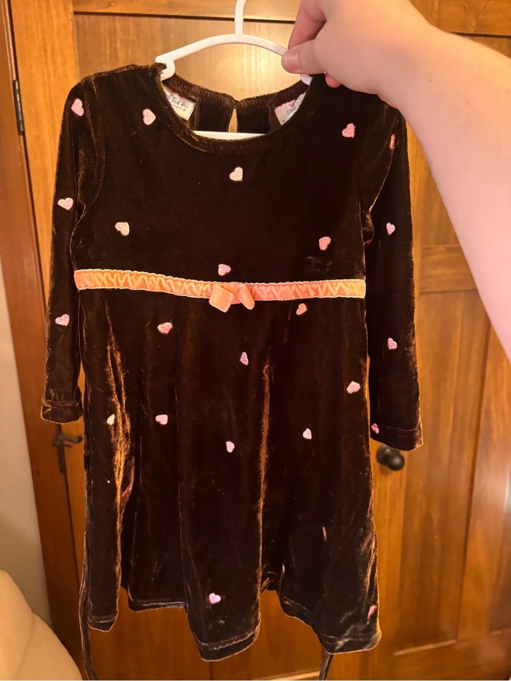 Vintage Blueberi Boulevard Brown Velvet Heart Dress | Toddler Girls 2T